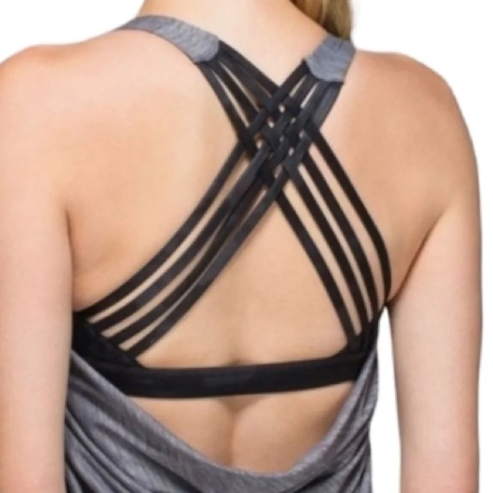 Lululemon Athletica  size 4 gray & black Free to be Wild Two in One tank top